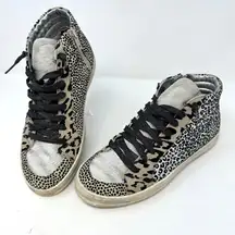 P448 Skate High Top Animal Print Leather & Fur Sneakers 38