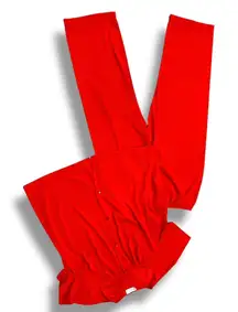 Vtg Vanity Fair Sleepwear Set Top & Pants Christmas Red Nylon Tricot Sz L Short