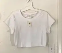 Offline NWT smiley face print white terry cloth crop top