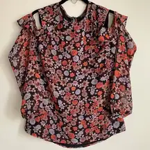 Bardot Revolve Shopbop Floral Cold Shoulder Blouse Top 4 XS Shirt All Over Print