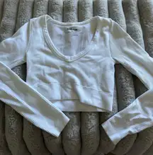 Garage Cropped Long Sleeve Ribbed White