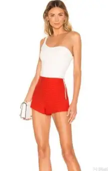 h:ours Brisa Red Checkered Cheeky Mini Side Zip Shorts