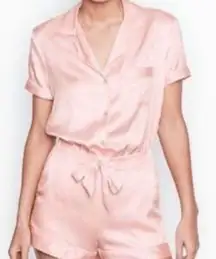 NWOT Victoria's Secret light pink satin romper size small