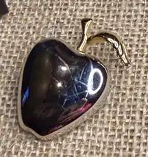 LC Silver & Gold Tone Apple Shaped Pin Brooch With Box