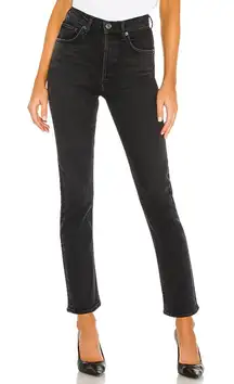 AGOLDE Riley High Rise‎ Straight Crop Jeans in Panoramic Black Size 25