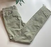 Zara basic Z1975 Denim Jeans.  Size 06.  Olive or avacado green.  Raw hem.