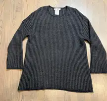 JAEGER Cozy Knit Tunic Sweater Medium Mohair Blend Textured Stripe