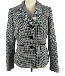Black Label by Evan-Picone Womens 6 Houndstooth Blazer Jacket Office Monochrome