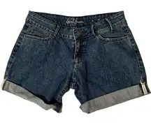 Earl Jean Women's Denim Shorts Size 6 Blue Denim Low Rise Cuff Pockets Stretch