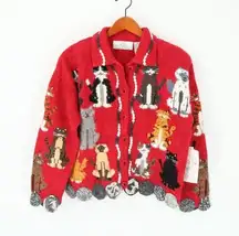 NWT Design Options Philip & Jane Gordon Cat Lady Cardigan Cats Sweater M