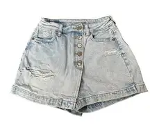 American Eagle Mom Skort Light Wash High-Rise Distressed Women Size 00 - EUC