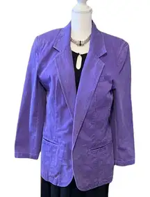 Liz Claiborne LizWear sz4 purple denim jacket w/removable shoulder pads EUC