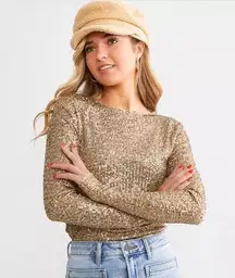 Free People Intimately Women’s Sz XS Gold Rush Top New NWT Sequins