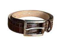 Banana Republic Brown Genuine Leather Belt Size 28 Italian-Made Croc Embossed