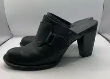 Born Susie Mule Clog Shoes Women's 7M Black Leather Comfort Slip On Heel Split