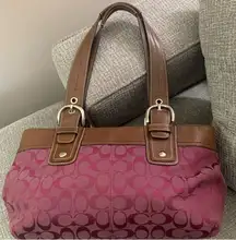 Signature Purple Coach with Tan Leather EUC