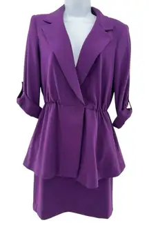 Alice + Olivia Purple‎ Ena Hook Eye Closure Blazer Skirt Suit Outfit Set Size 6