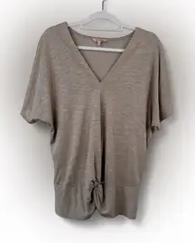 Juicy Couture Y2K Tan Dolman Sleeve Blouse with‎ Twist Front