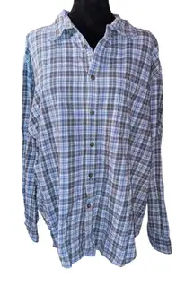 Reworked Upcycled  Flannel Bleached Festival Boho Long Sleeve Size 2XL Read