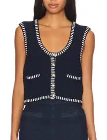 Joie Knit Vest Top Navy & White Striped Tank Top Sweater Women’s Blue Size XL