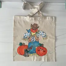 Daisy Kingdom  Vintage Halloween Scarecrow and Pumpkin Tote Bag