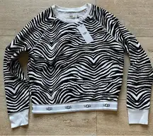 NEW UGG Zebra Print‎ Crewneck Sweatshirt Long Sleeve Pullover XS