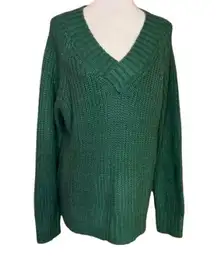 a.n.a. Green chunky v neck sweater