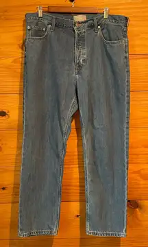 Everlane The Summer Slouch Straight Leg Denim Jeans 31 High Rise Button Fly