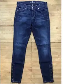 7FAM Button Hem Skinny Jeans