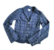 Vintage Y2K! Navy/Black Plaid Blazer, Women's XS