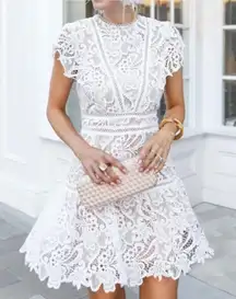 Cocktail Dress Small White Semi Formal Mini Party Classic Boho Lace Bridal