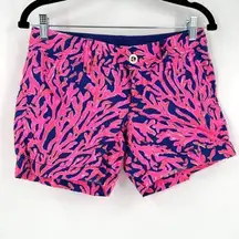 Lilly Pulitzer Callahan Shorts Pink Navy Did You Catch That 5" Size 2 coral reef