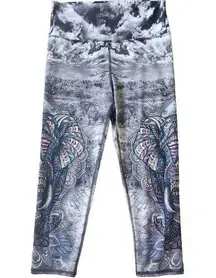 Evolution and Creation 7/8 Leggings Whimsical Elephant Yoga Multi Size Large