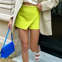 Blue Rain Francesca’s Collection Neon Yellow Asymmetrical Skort