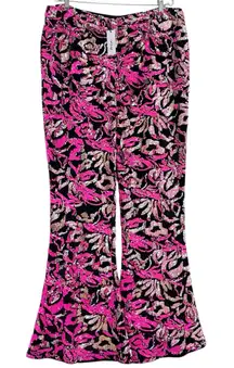Nasty Gal Black Velvet Hot Pink Sequin Flare Pants New
