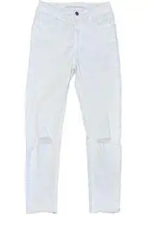 Zara white destructed skinny stretchy jeans size 25