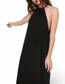 Nastygal LA Nights crinkle rouched maxi beach dress cover up black halter