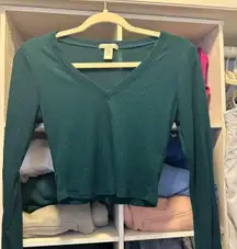 Bozzolo Dark Green Long Sleeve Crop Top