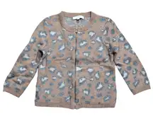 LOFT Womens Sweater Knit Cardigan Leopard Print Zip Up Small S