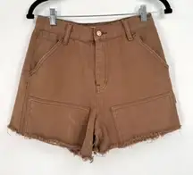 PACSun‎ Cut Off Cargo Hi Rise Workwear Brown Shorts Size 27 Size 4 Utility