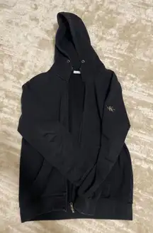 Zip-Up Calvin Klein Sweater Black Stretch Jacket L