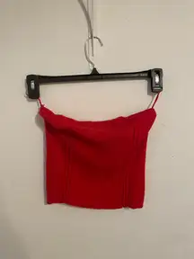 PacSun LA Hearts Cropped Tube Top Ribbed Red