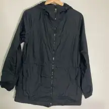 Columbia  Rain Jacket Womens Large Cinch Waist Lightweight Black Hooded