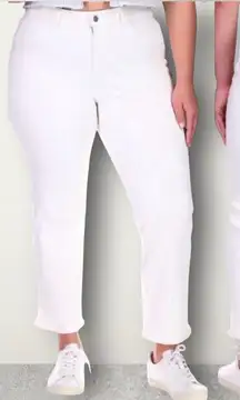 DL1961 Mara Straight Mid Rise Instasculpt Ankle Jeans Milk White Plus Size 18W