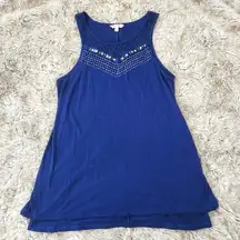 Candie's  Lace Neck Tunic Tank Dark Blue Size Medium