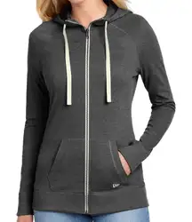 New - New Era - Women’s Grey Cotton Sueded Zipped Hoodie - Size Large