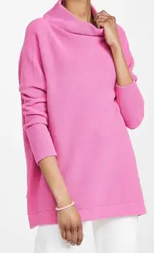 Free People Mock Neck Ribbed Knit Oversized Tunic Sweater Pink Size Medium