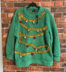 NWT Kristin Nicole womens christmas holiday party garland sweater green 2X