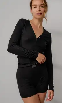 Lunya Soft Modal Rib V-Neck Henley Size XL