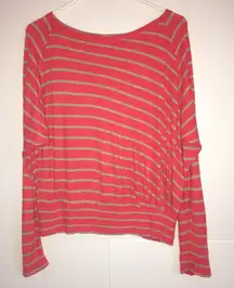 2/$15 Bordeaux Striped Long Sleeve Knit Top